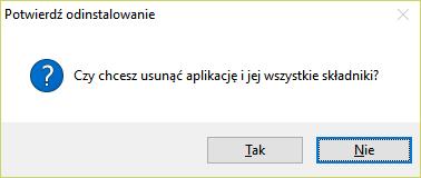 Rysunek 16. Okno dialogowe: Potwierdź deinstalację 7. Po rozpoczęciu procesu usuwania programu na ekranie zostanie wyświetlone okno Stan instalacji, które pokazuje zaawansowanie procesu. 8.