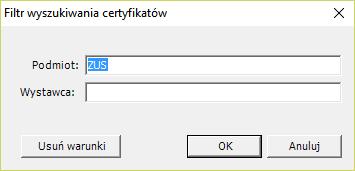 . Rysunek 35. Filtr wyszukiwania certyfikatów 3.