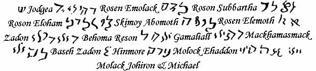 LEMEGETON: CLAVICULA SALOMONIS Oto jest druga z kart Ars Nova Jodgea, pokornie błagam Cię Rosen Emolack wieczny boże Roson Subbaratha, wszechmocny i nieskończony Stwórco Roson Eloham boże, który