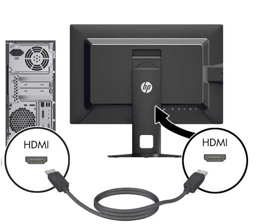 Jeden koniec kabla Mini-DisplayPort należy podłączyć do złącza Mini-DisplayPort z tyłu monitora, a jego drugi koniec do złącza DisplayPort urządzenia źródłowego.