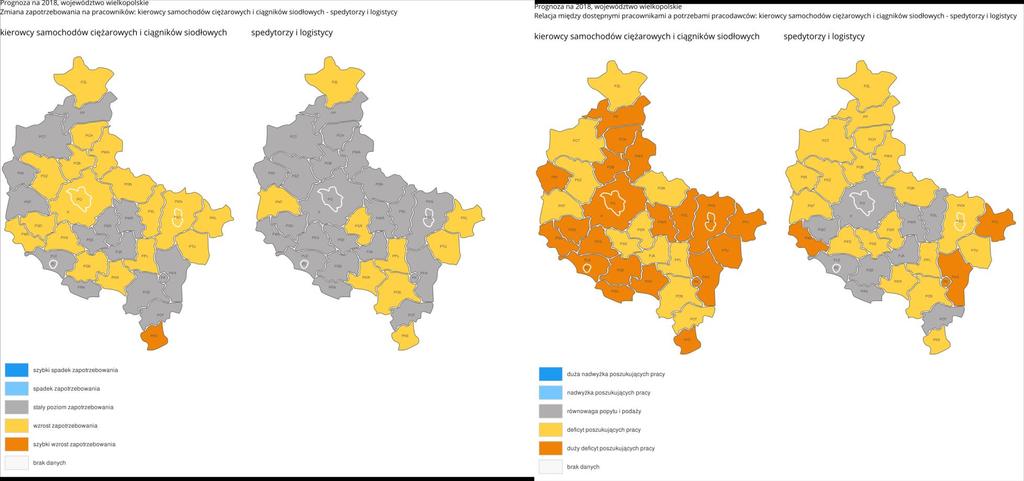 KIEROWCA SAMOCHODÓW CIĘŻAROWYCH I CIĄGNIKÓW SIODŁOWYCH a SPEDYTOR I LOGISTYK Jak wynika z barometru na 2018 rok, duży deficyt kierowców samochodów ciężarowych i ciągników siodłowych reprezentują