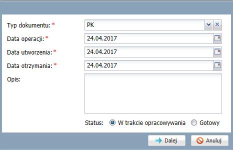 Wskazać pozycje Dzienniki bieżące. 3. Na liście dokumentów zaznaczyć dokument, który ma być powielony. 4. Kliknąć przycisk Powiel dokument. 5.