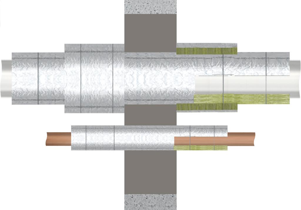 6.6 Rury niepalne z lokalną izolacją z mat wełny mineralnej KLIMAROCK lub otulin Conlit 150U Rury niepalne należy zabezpieczyć lokalną izolacją, np.
