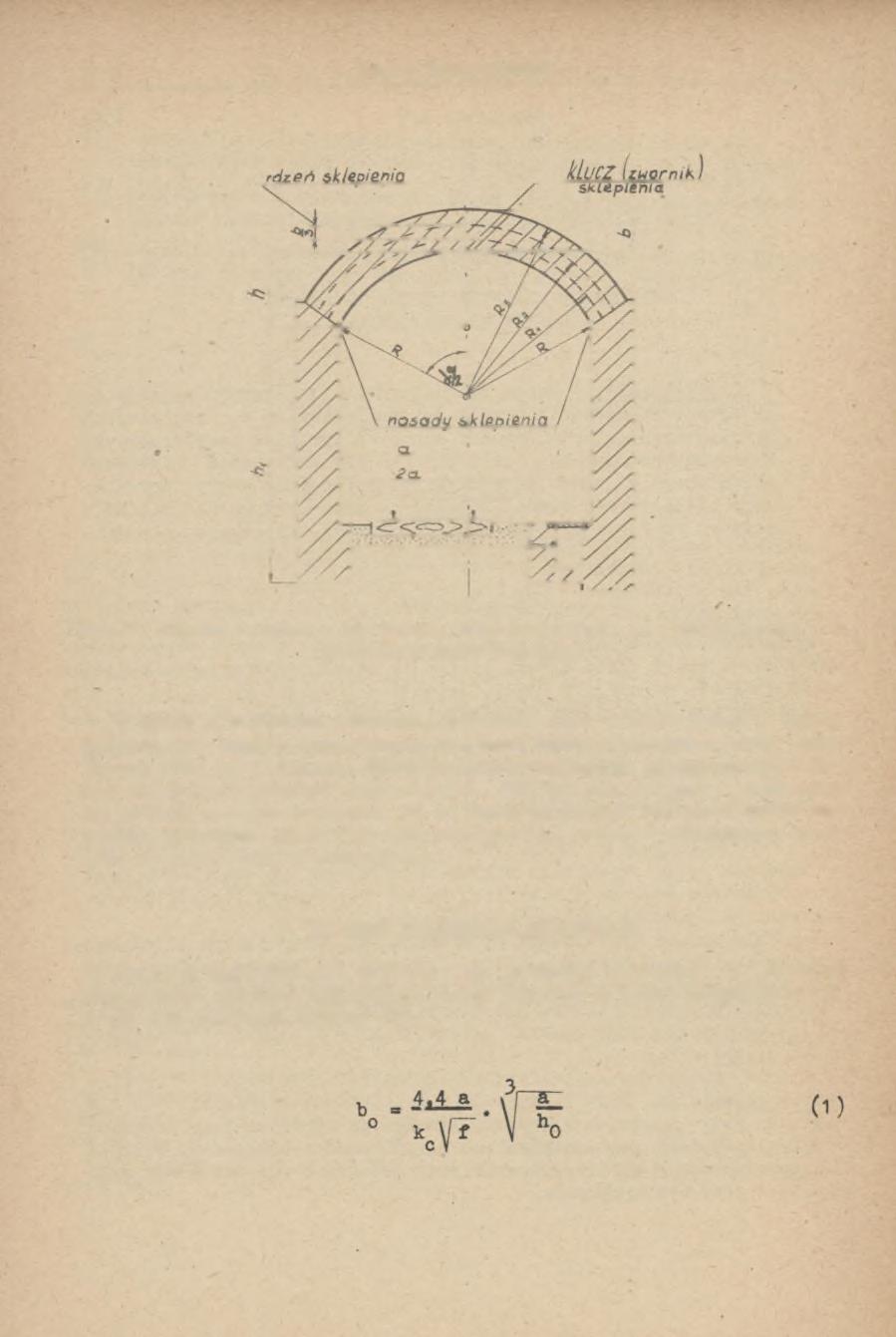 110 Zenon Szczepaniak Rys.1. Obudowa murowa wyrobisk korytarzowych ze sklepieniem kształcie łuku kołowego w W oparciu o