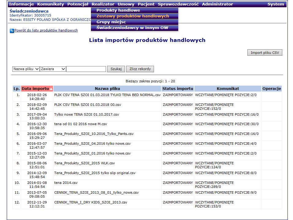 SZOI Dodawanie zestawu produktów handlowych KROK 1 Aby utworzyć nowy zestaw