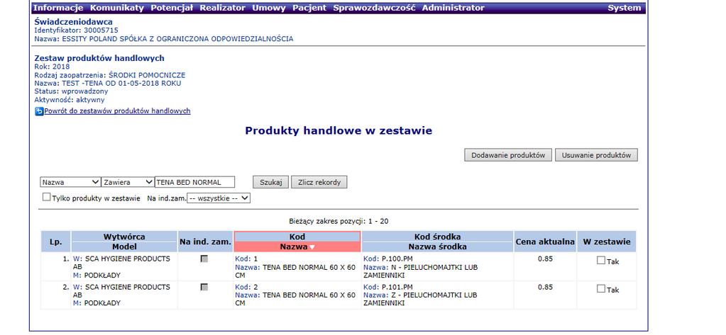 SZOI Wybieranie produktów do zestawu produktów