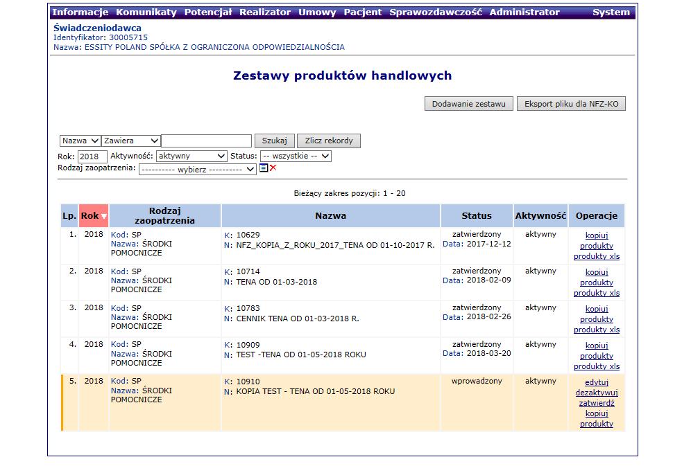 SZOI AKTUALIZACJA zestawu produktów handlowych KROK 8 Zatwierdzenie zestawu