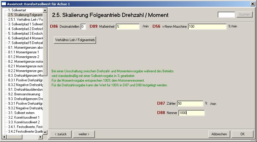 4. ZAPIS WARTOŚCI ZADANYCH W JEDNOSTKACH UŻYTKOWNIKA Sygnały analogowe Sygnał Funkcja Selektor Wiodąca wartość zadana Sygnał Leitsollwert (wiodąca wartość zadana) może być wysterowany poprzez wejścia