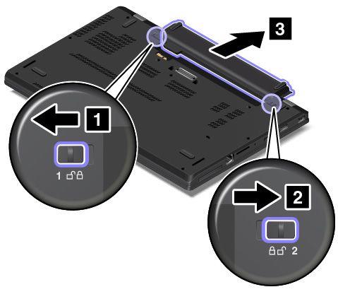 Aby wymienić akumulator wymienny: Informacja: W zależności od modelu akumulator wymienny komputera może wyglądać nieco inaczej niż na ilustracjach poniżej. 1.