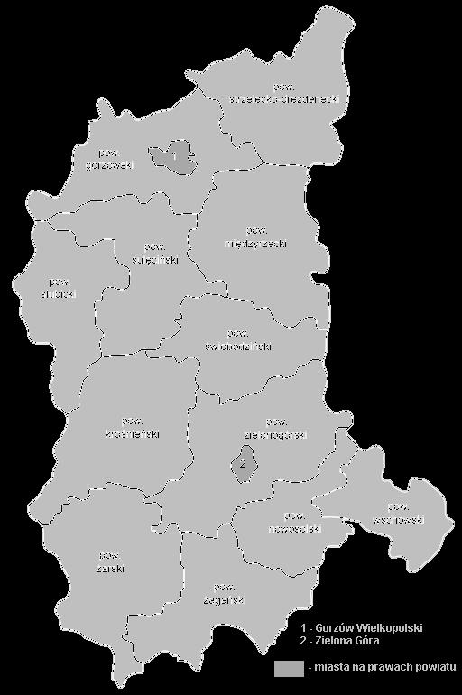 Rysunek. Mapa województwa lubuskiego Źródło: https://pl.wikipedia.