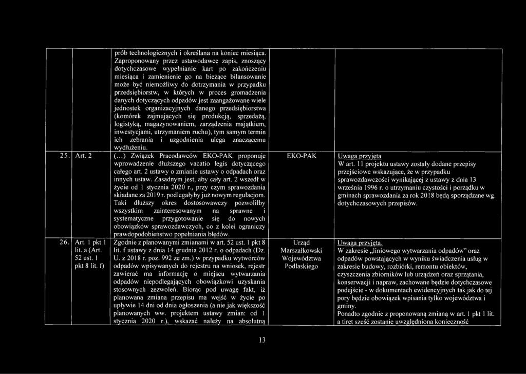 przedsiębiorstw, w których w proces gromadzenia danych dotyczących odpadów jest zaangażowane wiele jednostek organizacyjnych danego przedsiębiorstwa (komórek zajmujących się produkcją, sprzedażą,