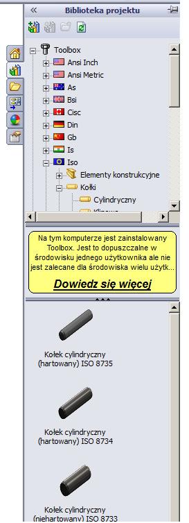 Zestawienie tarcz wykonamy w 5 etapach Etap 1 - Wstawimy dwa identyczne kołki w otwory 1 i 2 części nieruchomej (tej bez koloru), nadając im długość z zapasem, np. 80.