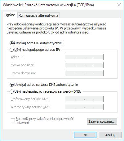 Krok 5: Wybierz Uzyskaj adres IP automatycznie