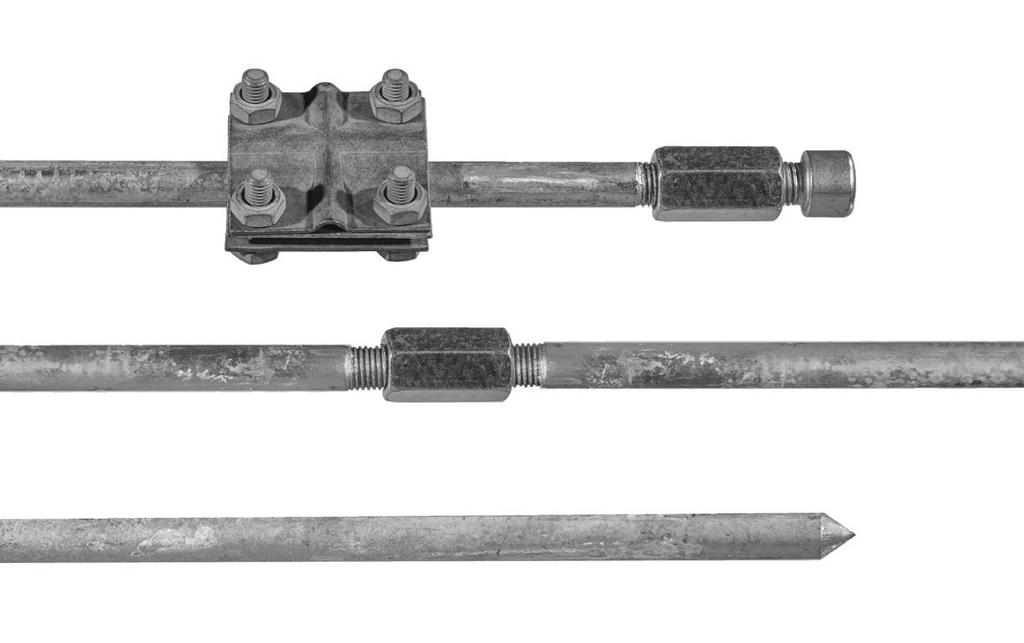 hammered Uziom składany (iglica) 3m, złącze krzyżowe + podstawa + przedłużka Earthing rod, compounded, 3m, cross connector + base + extender R.8051 R.8056 R.8164 R.