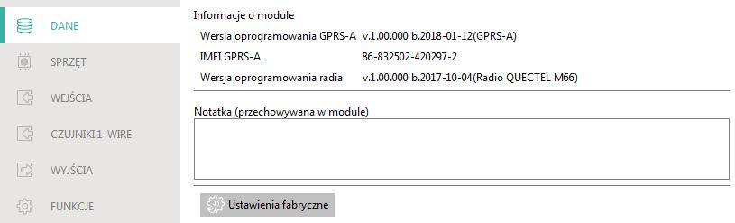 SATEL GPRS-A 19 Telefon kontaktowy telefon kontaktowy do właściciela projektu. Numer telefoniczny moduł (SIM) numer telefonu karty SIM, która została zainstalowana w module.