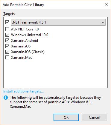 7 Tworzenie projektu części wspólnej Po wybraniu projektu typu Class Library (Legacy Portable) i nazwaniu go zgodnie z omówioną wyżej konwencją (rysunek 7) zostaniemy poproszeni o wybranie