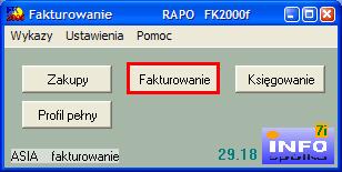 Fakturowanie sprzedaży Przycisku na fakturę używa się, gdy pracujemy z programem FAKTUROWANIE.