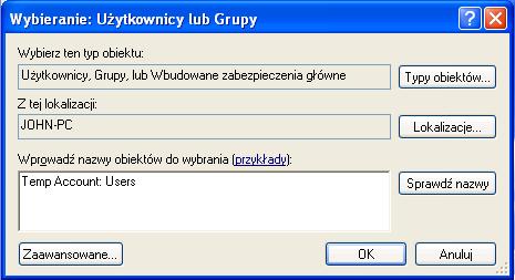 Krok 6 Przejdź do folderu i kliknij prawym przyciskiem myszy na folder Brak dostępu> Właściwości> zakładka Security>Dodaj. Pojawi się okno "Wybierz użytkowników lub grupy".