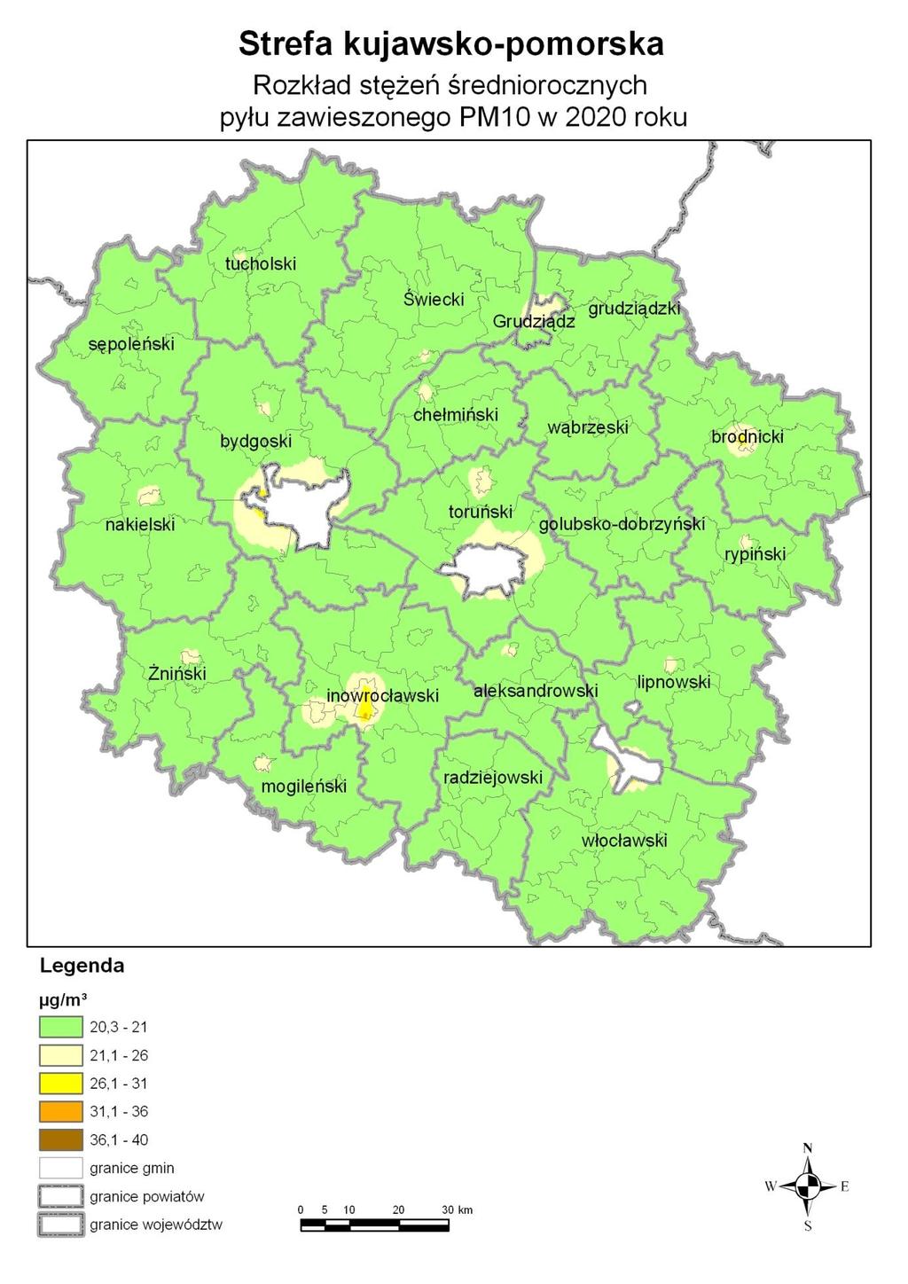 Program ochrony powietrza dla strefy kujawsko-pomorskiej ze względu na pył PM10, benzen i arsen 158 Rysunek 41.