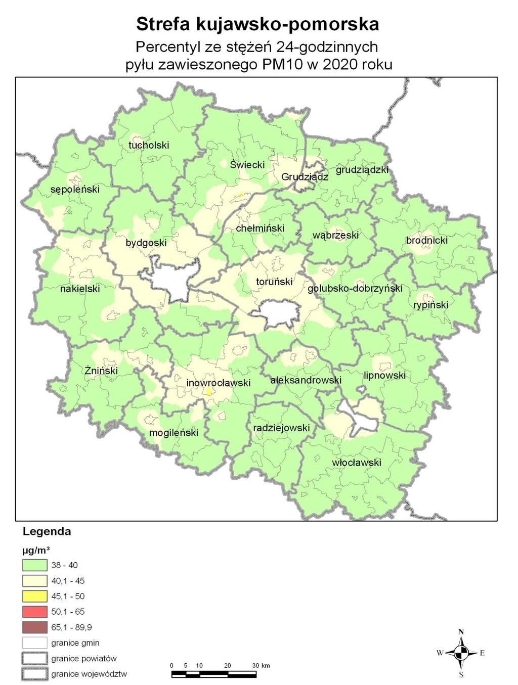 Program ochrony powietrza dla strefy kujawsko-pomorskiej ze względu na pył PM10, benzen i arsen 159 Rysunek 42.