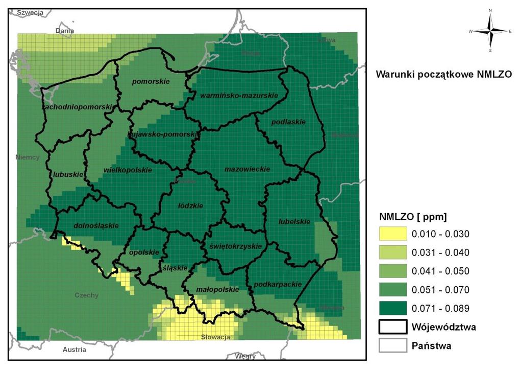 Rysunek 19 Warunki początkowe dla NMLZO wykorzystane do obliczenia