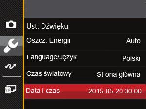 20 Zerowanie ustawień Data/Godzina Po ustawieniu języka po raz pierwszy, w celu wyzerowania ustawień opcji Data/Godzina postępować zgodnie z instrukcjami