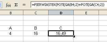 Napisz skróconą formę formuły wykorzystującej Twierdzenie Pitagorasa przy użyciu operatorów matematycznych.