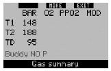 Na wyświetlaczu pojawia się napis Zmiana NA GAZ T2 (albo TD albo T1, z zachowaniem kolejności) i następuje zmiana opisu przycisków na SAVE (lewy ) i >> (środkowy).