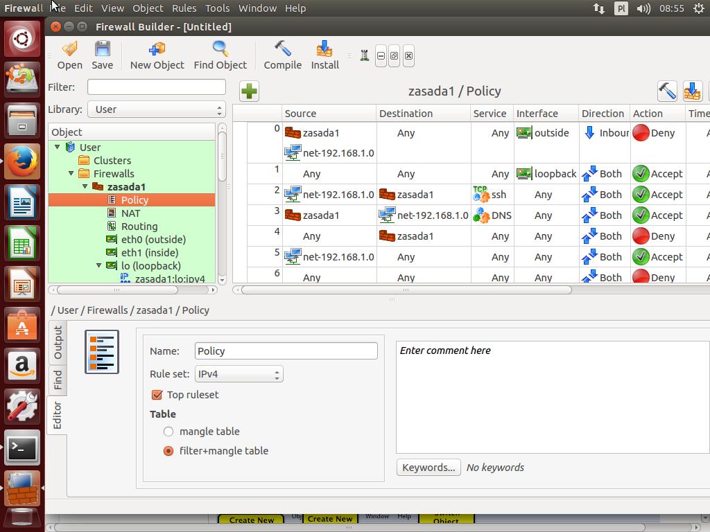 /sbin/iptables -F -t nat /sbin/iptables -X -t nat /sbin/iptables -F -t filter /sbin/iptables -X -t filter #negatywna domyslna polityka przekazywania pakietow (odrzucanie pakietow) /sbin/iptables -t