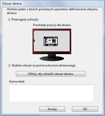 46 WYZNACZANIE OBSZARU EKRANU Opcje śledzenia w oknie dialogowym TRYB PIÓRA SZCZEGÓŁY umożliwiają wyznaczenie obszaru ekranu mapowanego z tabletu: WSZYSTKIE EKRANY MONITOR OBSZAR Do mapowania