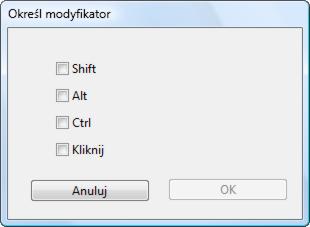 Kombinacje klawiszy mogą zawierać litery, cyfry, klawisze funkcyjne (takie jak F3) oraz klawisze modyfikatorów (takie jak SHIFT, ALT oraz CTRL w przypadku systemu Windows lub SHIFT, OPTION, COMMAND