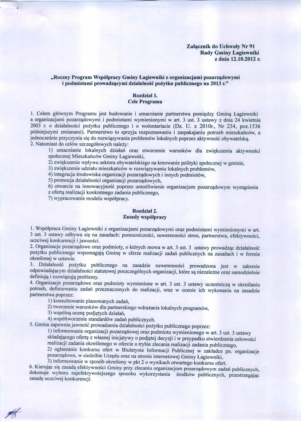 Załącznik do Uchwały Nr 91 Rady Gminy Łagiewniki z dnia 12.10.2012 r.