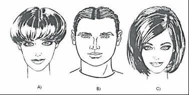 12. Z przedstawionych poniżej uczesań wybierz fryzurę symetryczną. 13. Wskaż współczesną linię fryzury. 14.