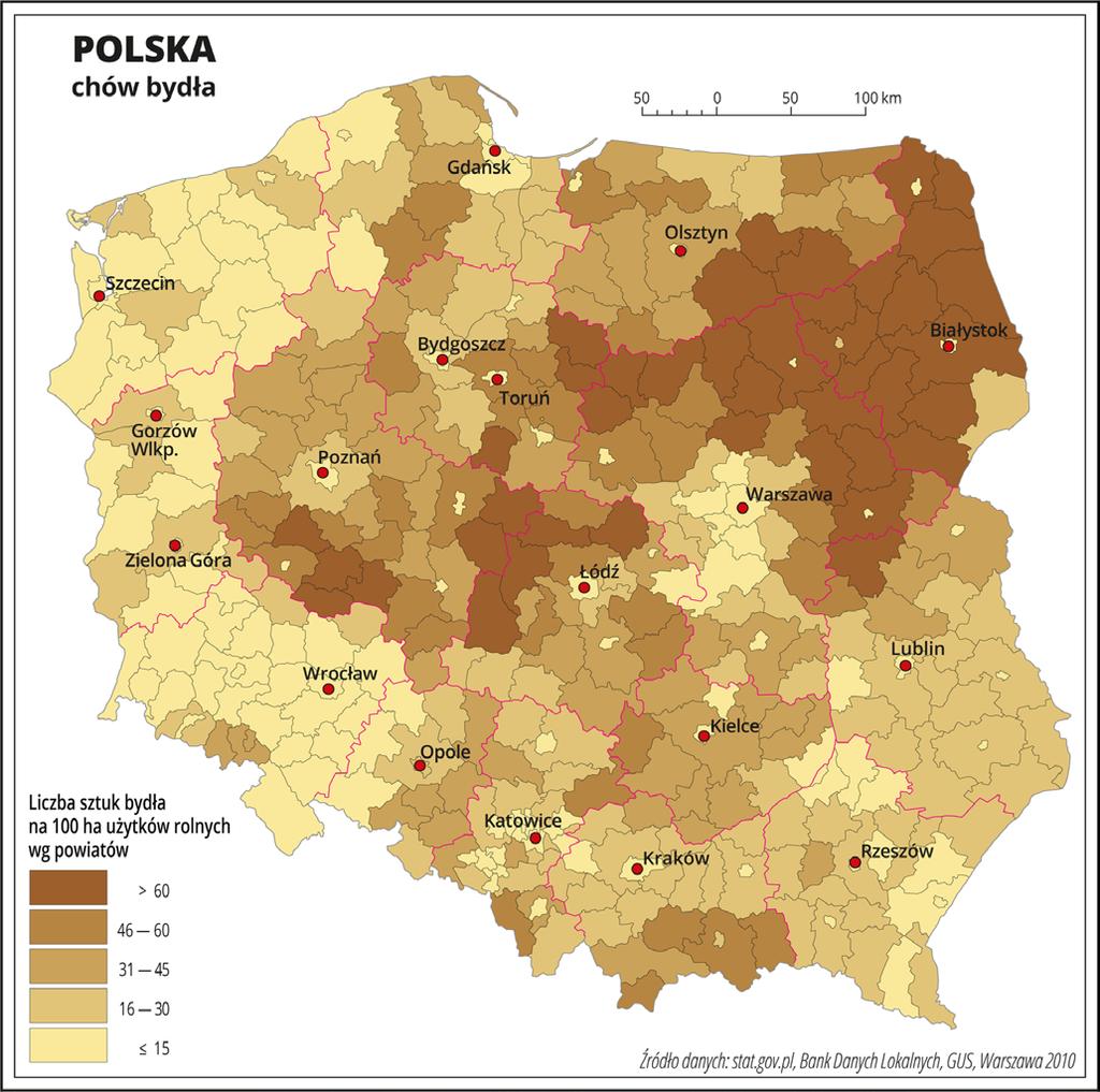 Najwięcej gospodarstw znajduje się na Podlasiu, Mazowszu i w Wielkopolsce, są to województwa o znacznej powierzchni trwałych użytków rolnych.