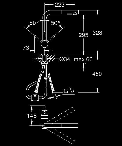 strumienia standard/prysznic automatyczne przełączanie na perlator kąt obrotu 360