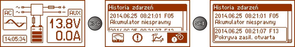Rys. 12. Ekran historii parametrów zasilacza.
