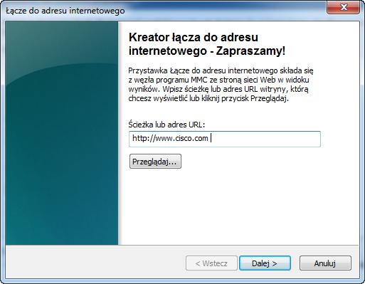 Aby dodać przystawkę "Link do adresu w sieci Web", przewiń w dół, aż zobaczysz przystawkę.