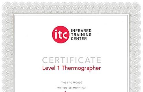 USŁUGA AUDYTU TERMOWIZYJNEGO PZU LAB SA dysponuje wykwalifikowaną kadrą inżynierską w zakresie pomiarów termowizyjnych, posiadającą międzynarodowy certyfikat ITC Level 1 (Infrared Training Center).
