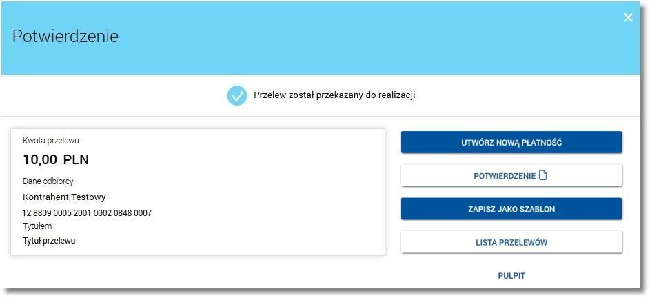 Page17 W celu wysłania przelewu zwykłego należy wprowadzić dane autoryzacyjne oraz użyć przycisku [AKCEPTUJ].