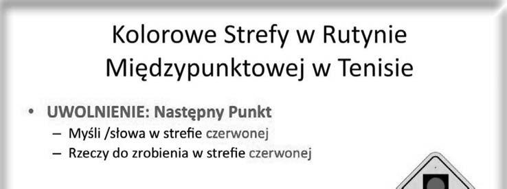 Praktyczne refleksje nad przydatnością wybranych technik treningu... 53 RELAKS + Przejście do Rutyny Myśli / słowa w strefi e żółtej Rzeczy do zrobienia w strefi e żółtej Ryc. 2.