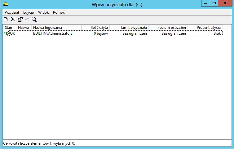 Zarządzenie przydziałami znajduje się na karcie Przydział. Domyślnie wszelkie przydziały są wyłączone. Włączenie ich następuje w chwili gdy zaznaczona zostanie opcja Włącz zarządzanie przydziałami.