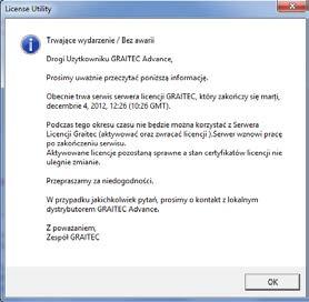interwencje systemowe po stronie Serwera aktywacji GRAITEC.