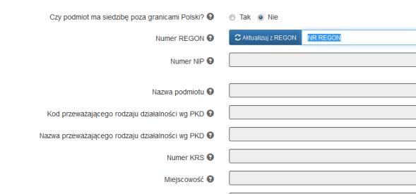 W przypadku podmiotów spoza granic Polski konieczne jest wypełnienie formularza ręcznie. Istnieje możliwość utworzenia wielu profili do konta użytkownika.