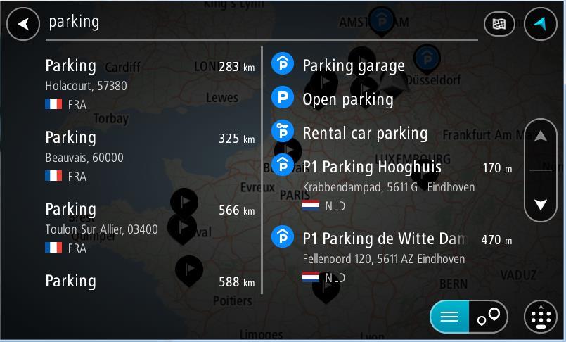 2. Wybierz opcję Parking. Otworzy się mapa, przedstawiająca pozycje parkingów.