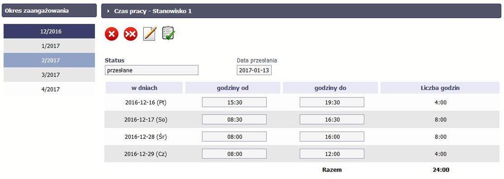 Czas pracy uzupełniany powinien być na bieżąco.