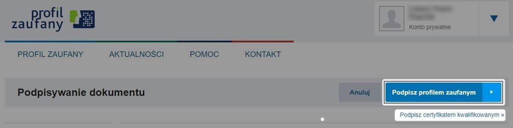 Informacja że dokument nie może być zwizualizowany, nie jest istotna dla ważności procesu podpisywania. Rys 23.