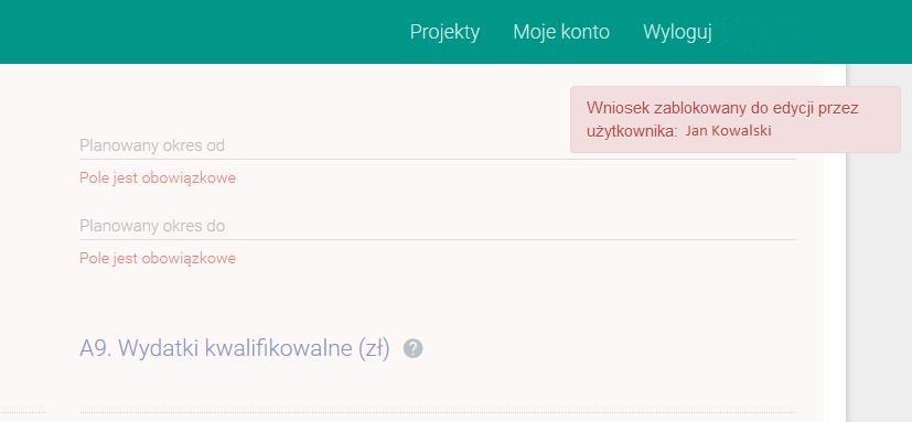 Po użyciu przycisku USUŃ uprawnienia zostaną usunięte. b) Moje Projekty -> Szczegóły projektu -> Uprawnienia Widoczne są tu uprawnienia które dotyczą wybranego projektu. Rys. 35.