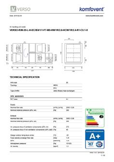 Karty doborowe przedstawiające istotne parametry techniczne obliczone w punkcie pracy: sprawność, SFP, parametry