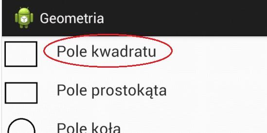 Zmieniłem nieco zawartość klasy mojej głównej aktywności. Dodałem zmienną t1 która będzie reprezentowała komponent TextView z napisem Pole kwadratu.