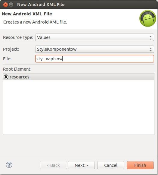Zaczynam od stworzenia pliku XML ze stylem.